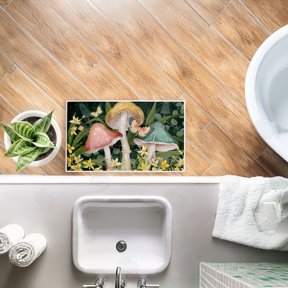 Nicole Tamarin | Midnight Garden Mushrooms Plush Bath Mat