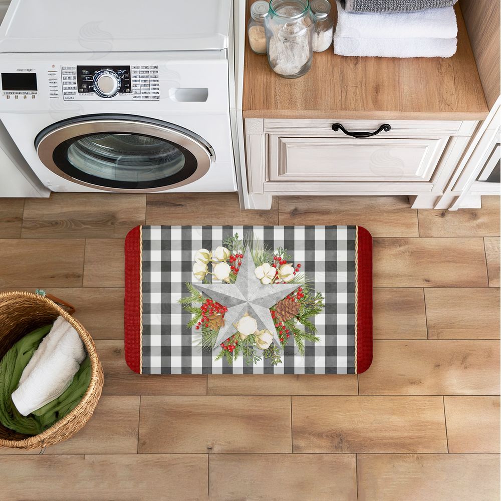 Nicole Tamarin | Gingham & Floral Star Shape Anti-Fatigue Mat