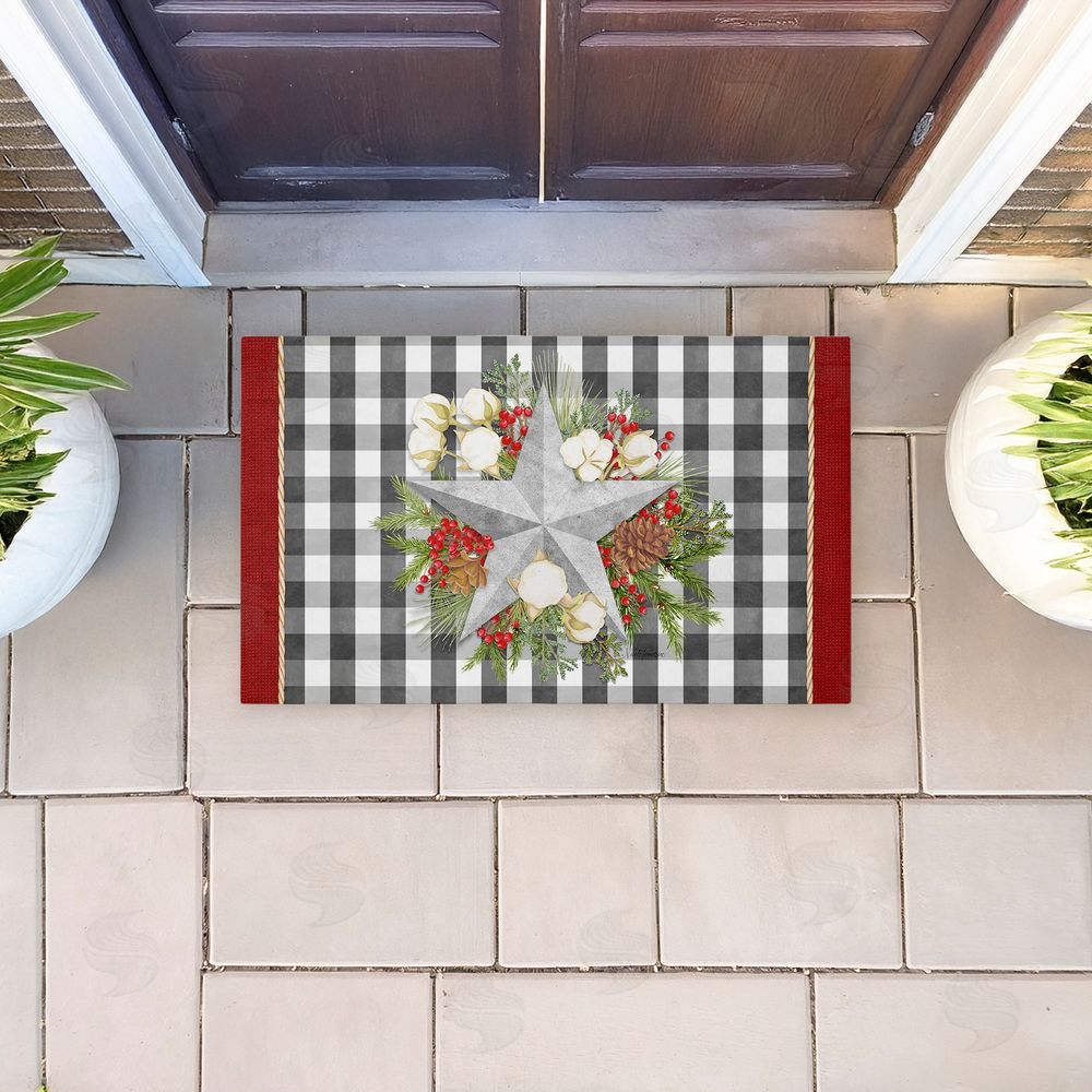 Nicole Tamarin | Gingham & Floral Star Shape Non-Woven Door Mat