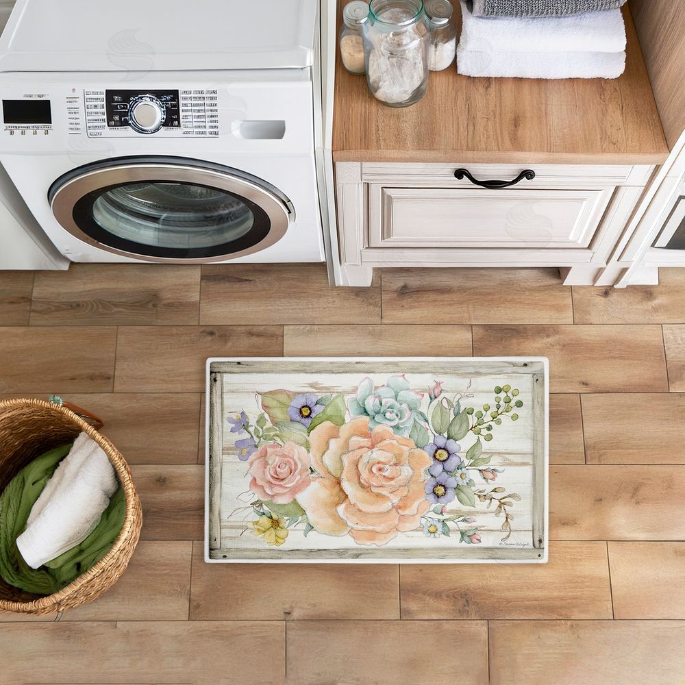 Susan Winget | Rose Succulent Bouquet Plush Bath Mat