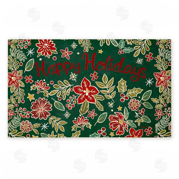 Jenny Faw | Holiday Poinsettia Greeting Non-Woven Door Mat