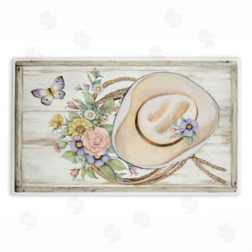 Susan Winget | Shabby Chic Floral Cowboy Hat Plush Bath Mat