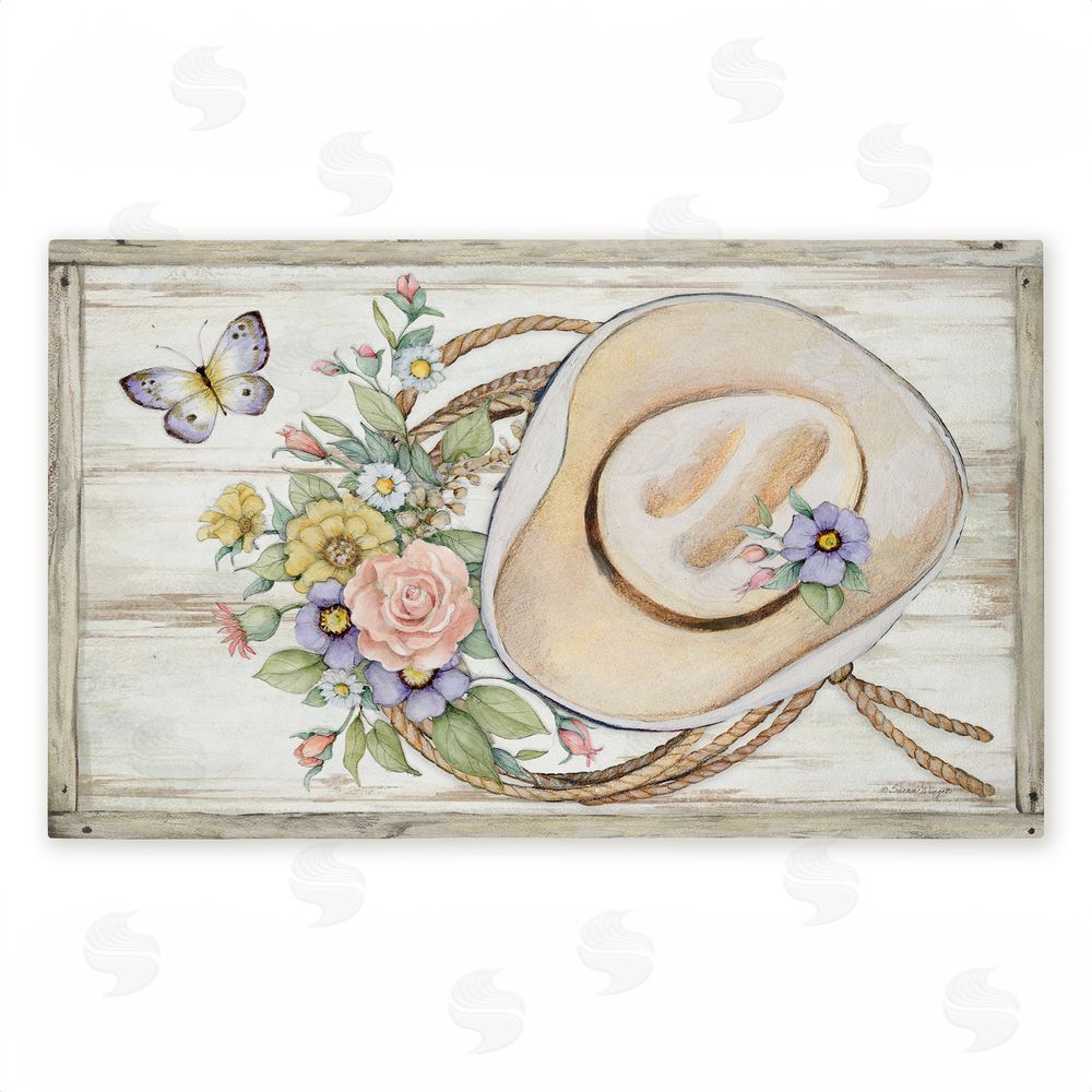 Susan Winget | Shabby Chic Floral Cowboy Hat Non-Woven Door Mat