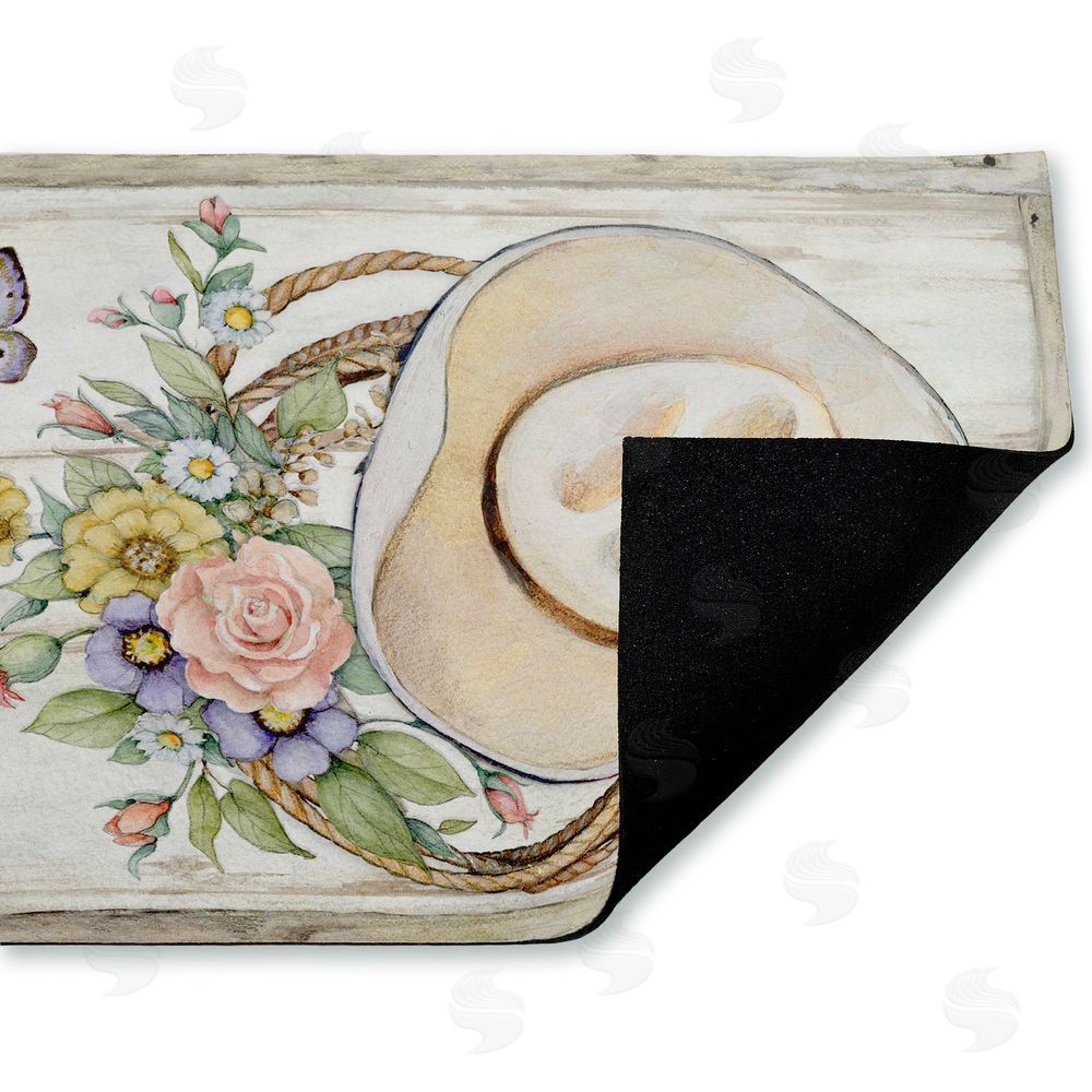 Susan Winget | Shabby Chic Floral Cowboy Hat Non-Woven Door Mat