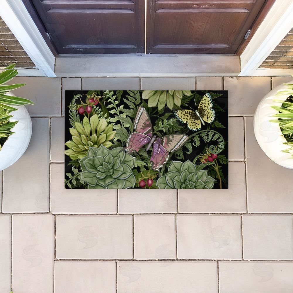 Nicole Tamarin | Dark Succulents Midnight Garden Non-Woven Door Mat