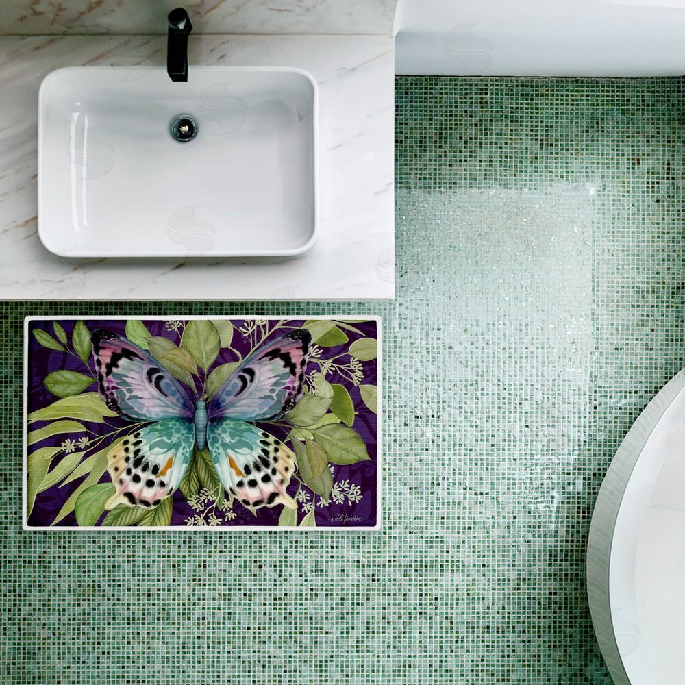Nicole Tamarin | Midnight Butterfly Garden Plush Bath Mat
