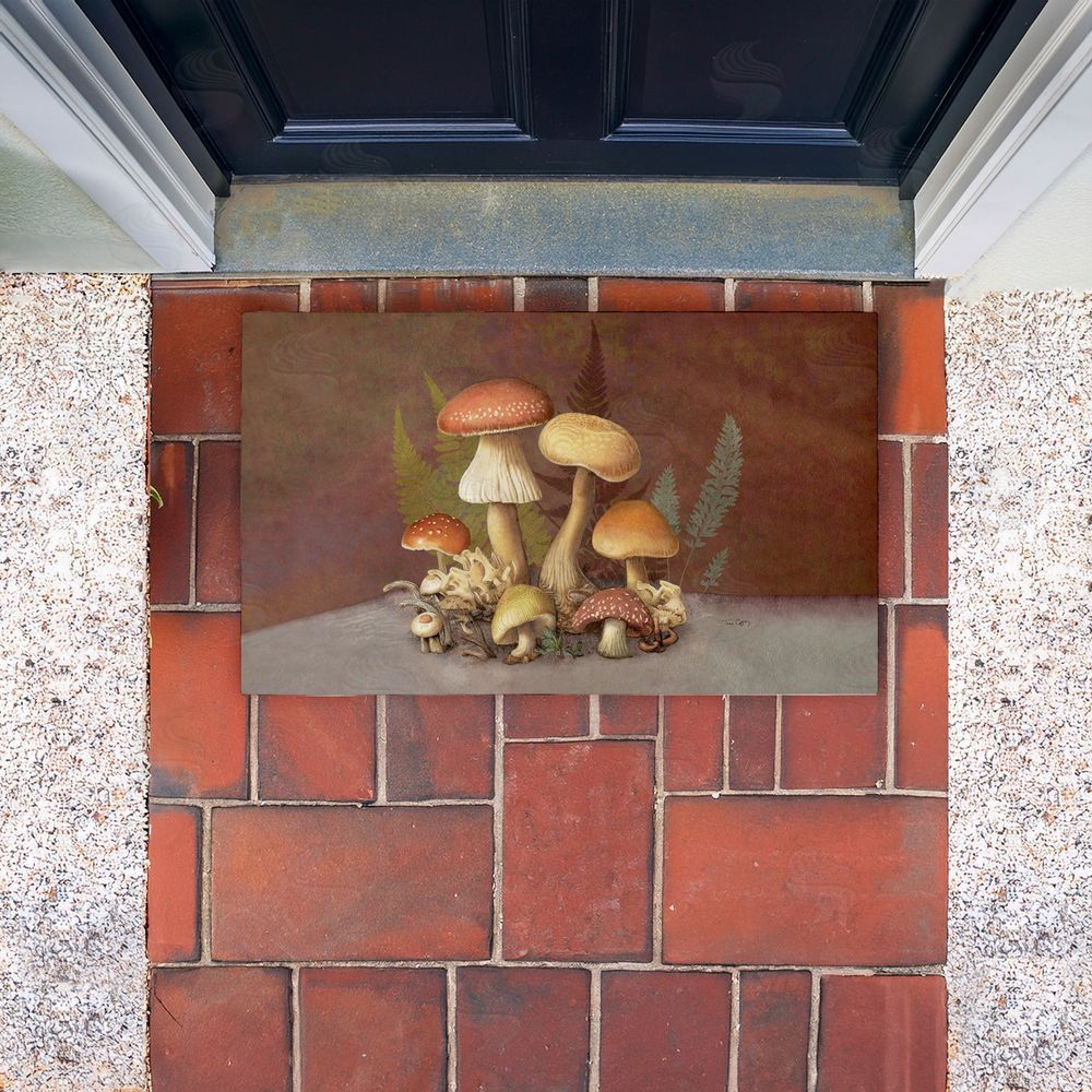 Tim Coffey | Mushrooms & Ferns on Brown Non-Woven Door Mat