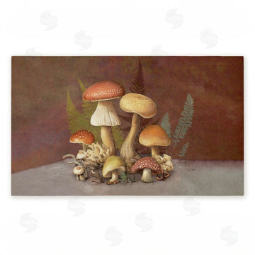 Tim Coffey | Mushrooms & Ferns on Brown Non-Woven Door Mat