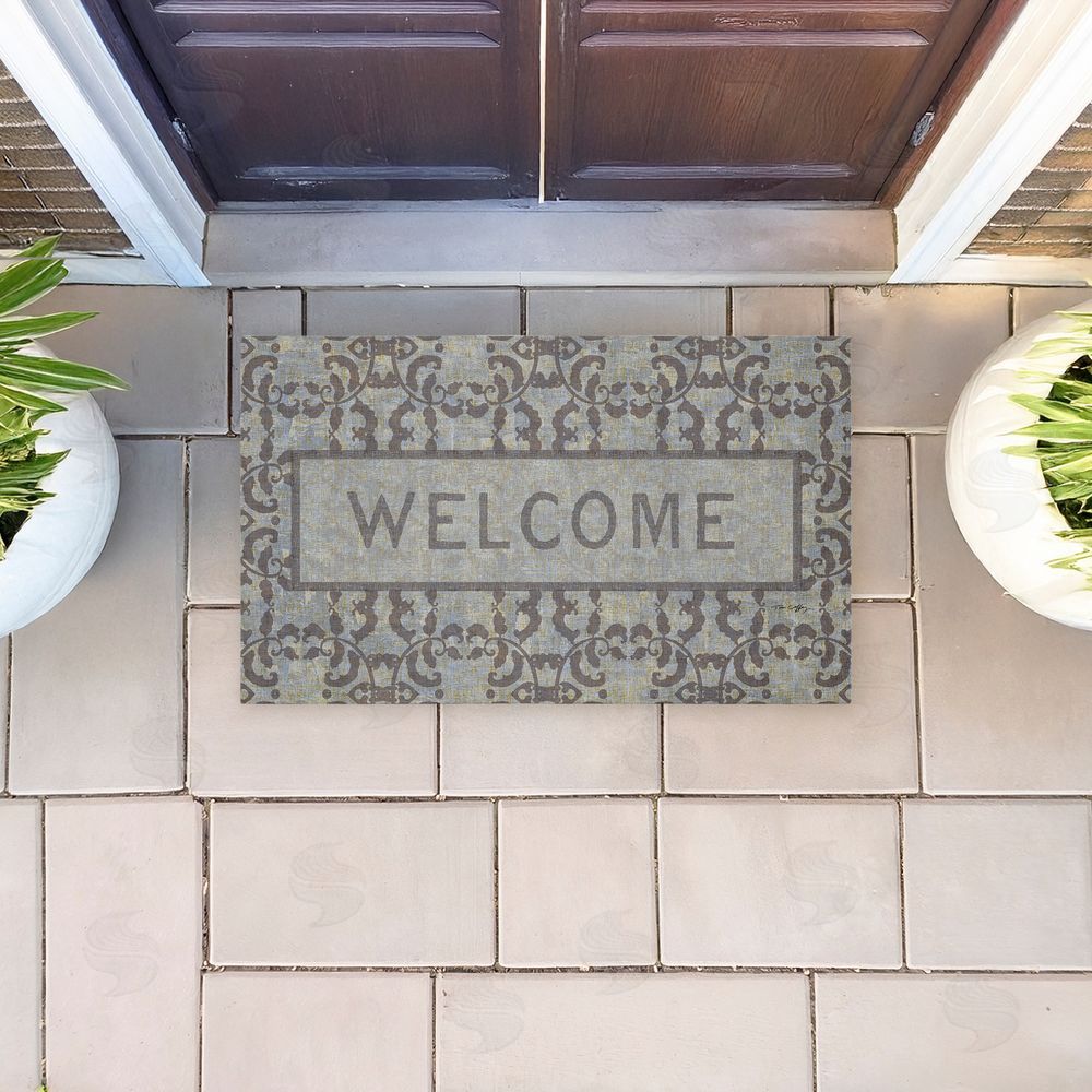 Tim Coffey | Gray Vintage Pattern Welcome Non-Woven Door Mat