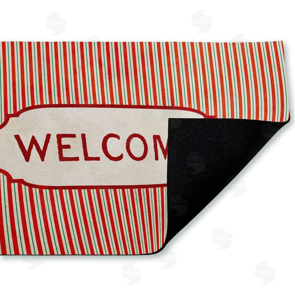 Tim Coffey | Red & Green Pinstripes Welcome Non-Woven Door Mat