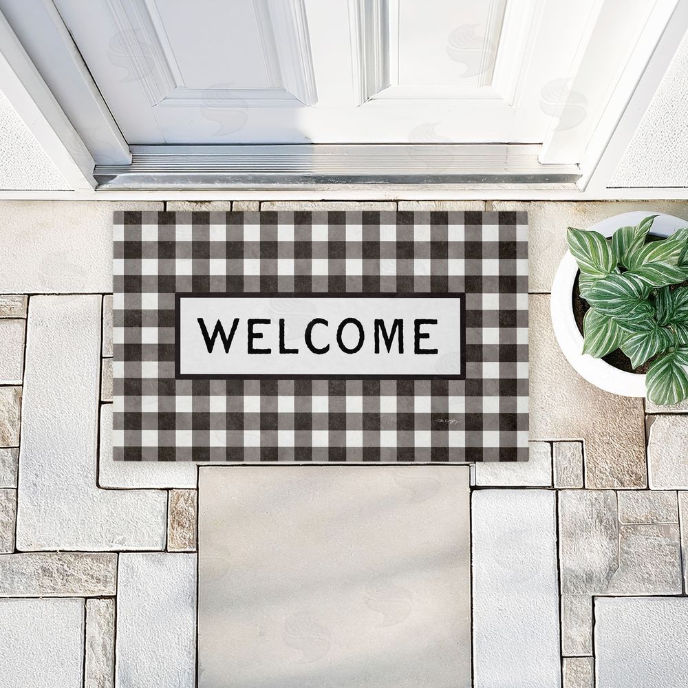 Tim Coffey | Black Checkered Gingham Welcome Non-Woven Door Mat