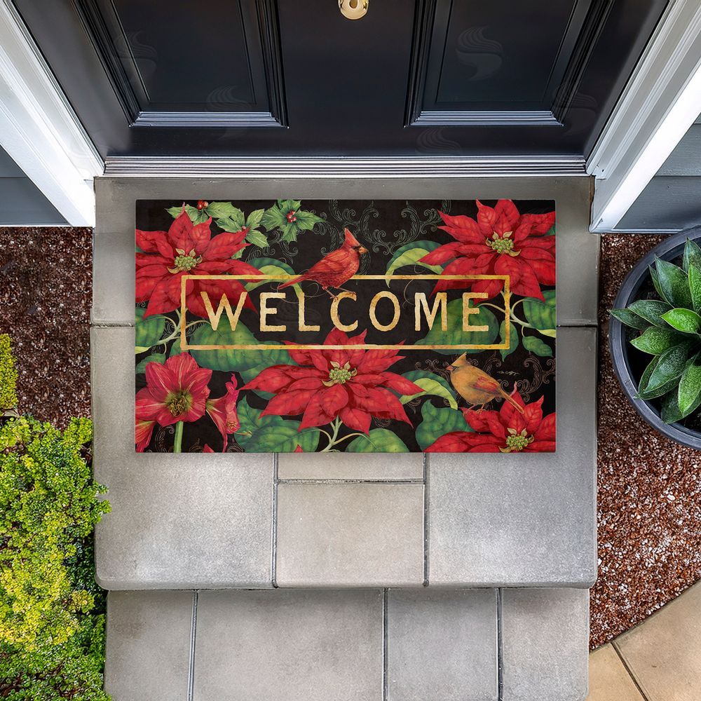 Tim Coffey | Seasonal Poinsettia Welcome Non-Woven Door Mat