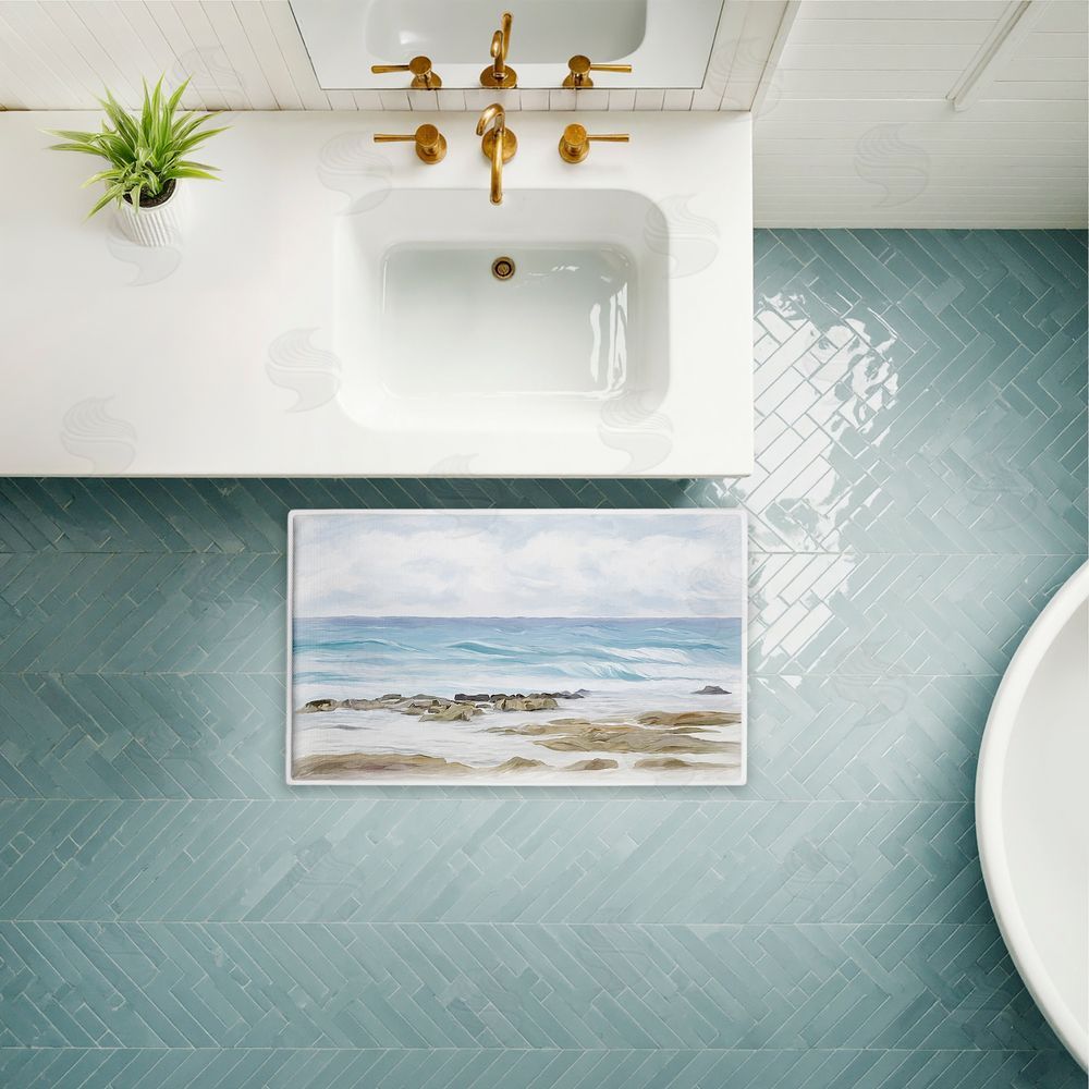 Ramona Murdock | Wave Therapy Rocky Shore Plush Bath Mat