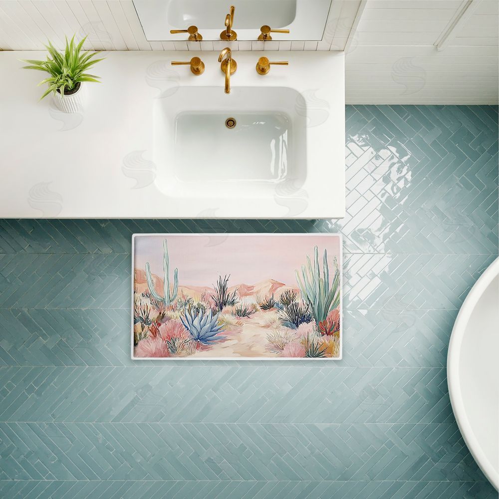 Ramona Murdock | Desert Wonderland Cacti Plush Bath Mat
