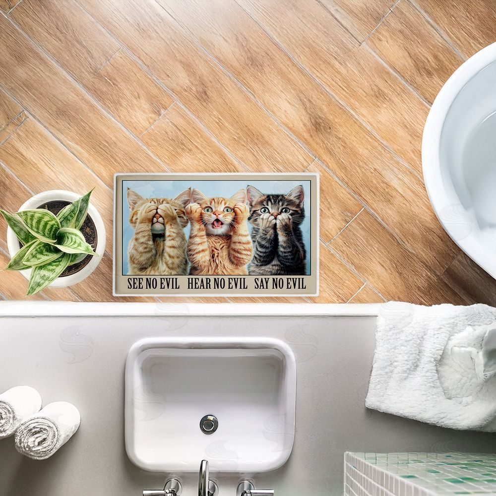 Jim Baldwin | See No Evil Cats Trio Plush Bath Mat