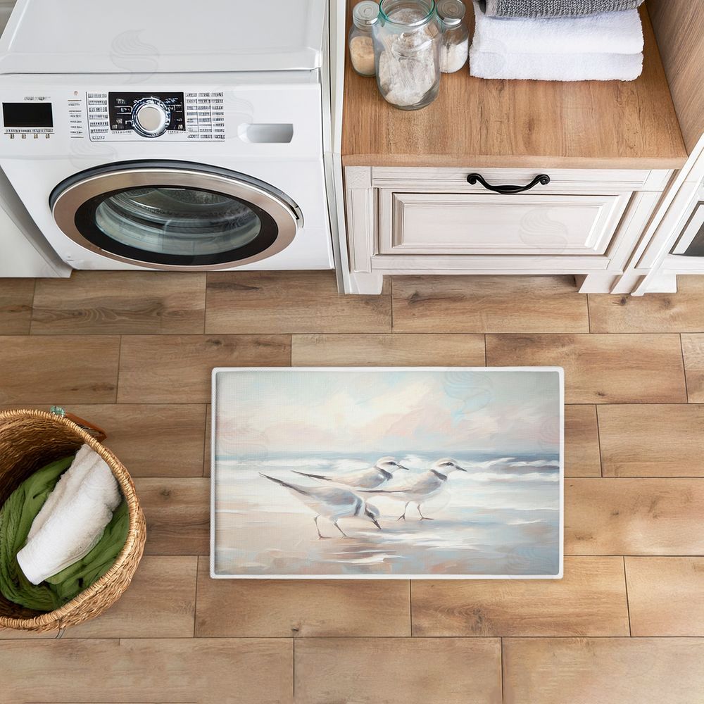 Ramona Murdock | Blue Haven Bay Sandpipers Plush Bath Mat