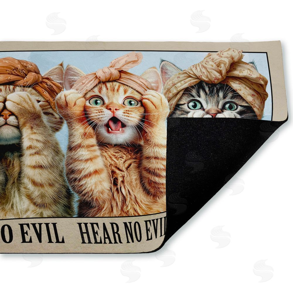 Jim Baldwin | No Evil Cats Trio Non-Woven Door Mat