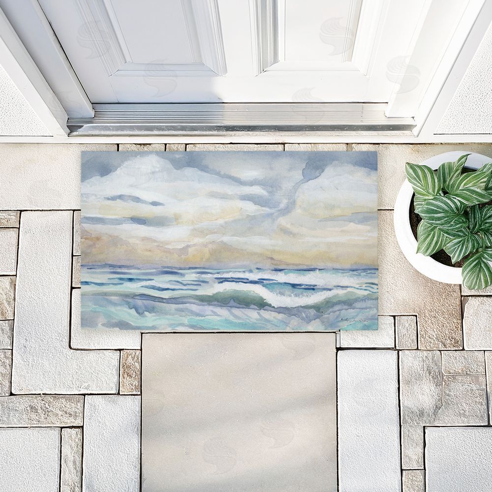 Audrey Jeanne Roberts | Tranquil Watercolor Waves Non-Woven Door Mat