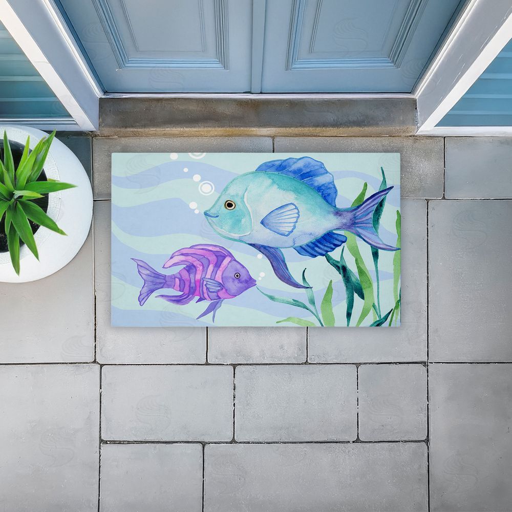 Audrey Jeanne Roberts | Fun Fish Blue & Purple Non-Woven Door Mat