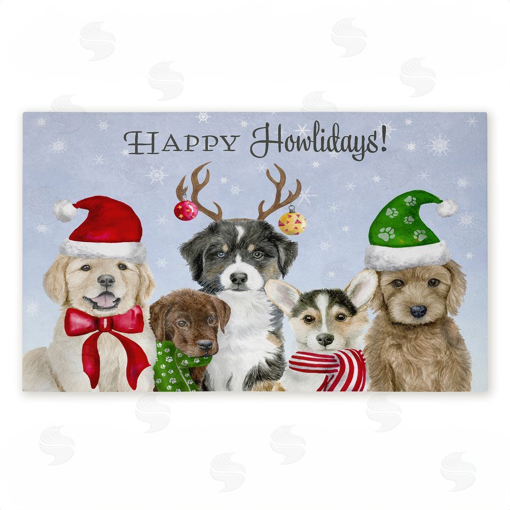 Brett Blumenthal | Happy Howlidays Puppies Non-Woven Door Mat
