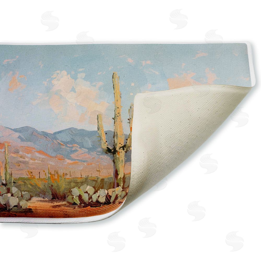 Nina Blue | Pink Desert Cactus Landscape Plush Bath Mat
