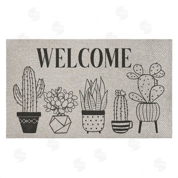 Deane Beesley | Various Potted Cactus Welcome Faux Sisal Door Mat