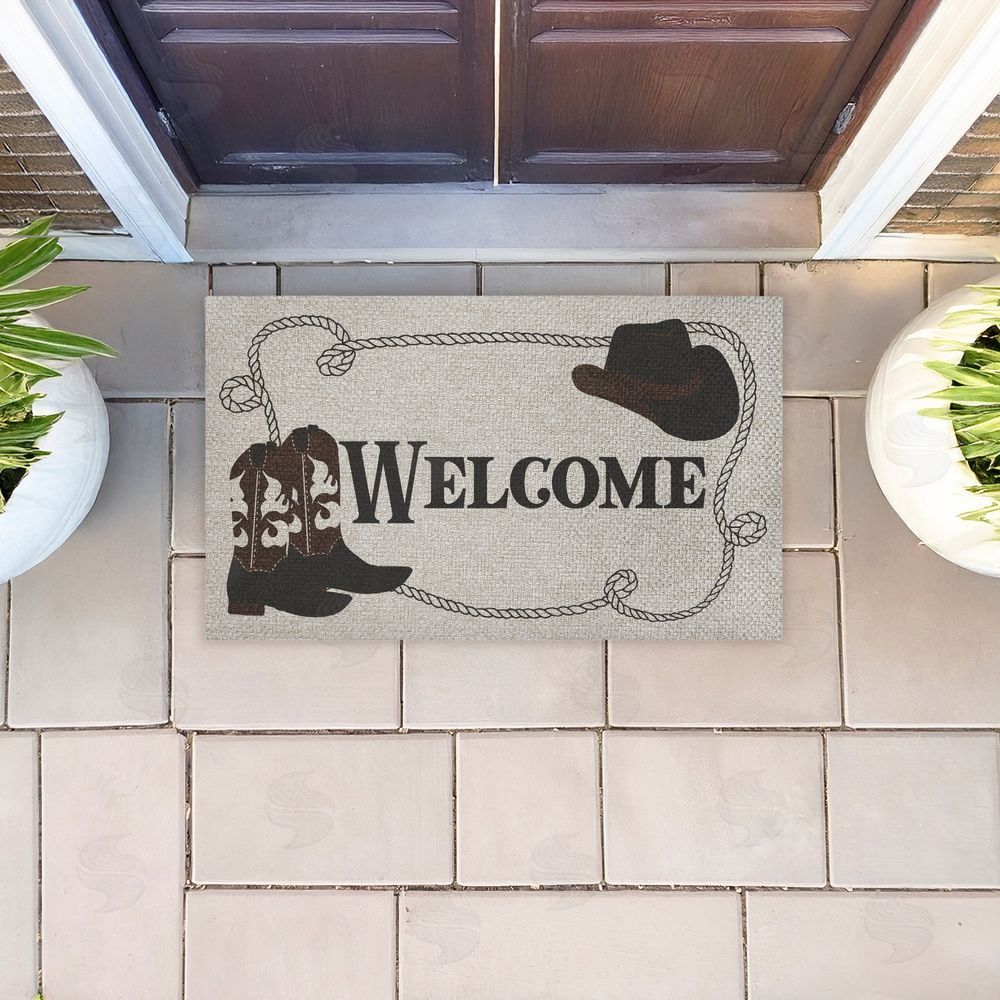 Deane Beesley | Welcome Cowboy Rope & Boots Faux Sisal Door Mat
