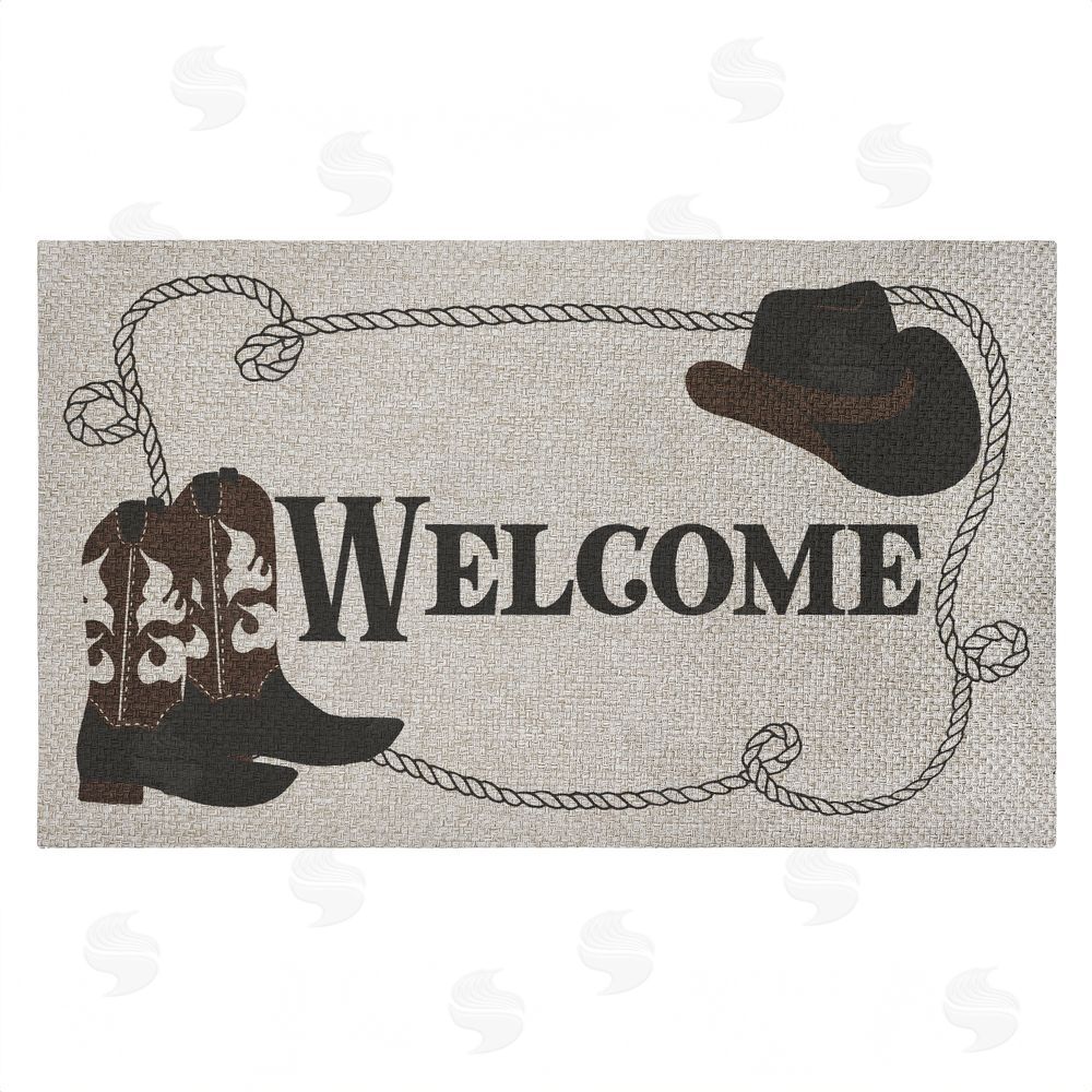 Deane Beesley | Welcome Cowboy Rope & Boots Faux Sisal Door Mat