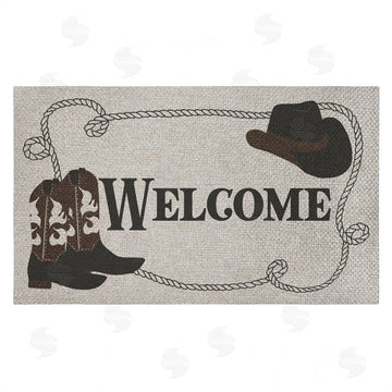 Deane Beesley | Welcome Cowboy Rope & Boots Faux Sisal Door Mat