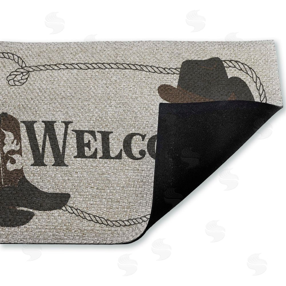 Deane Beesley | Welcome Cowboy Rope & Boots Faux Sisal Door Mat