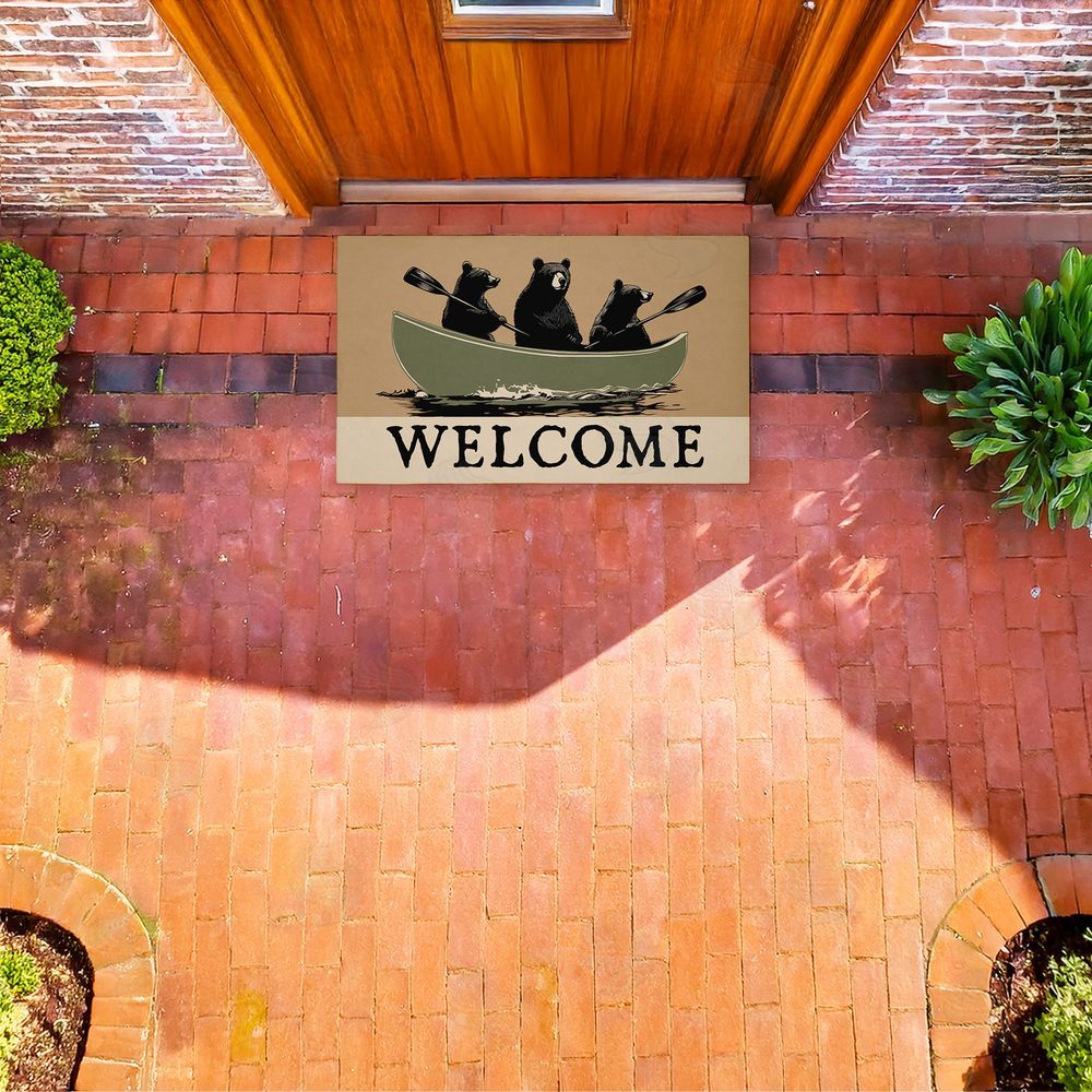Jim Baldwin | Bears Paddling Canoe Non-Woven Door Mat