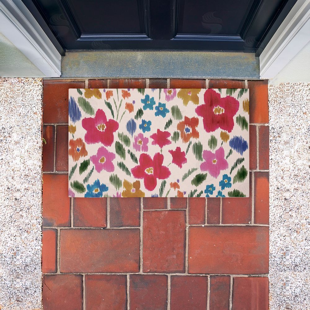 Heather McLaughlin | Boho Ikat Flowers Non-Woven Door Mat