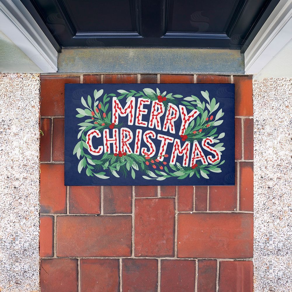 Heather McLaughlin | Merry Christmas & Greenery Non-Woven Door Mat