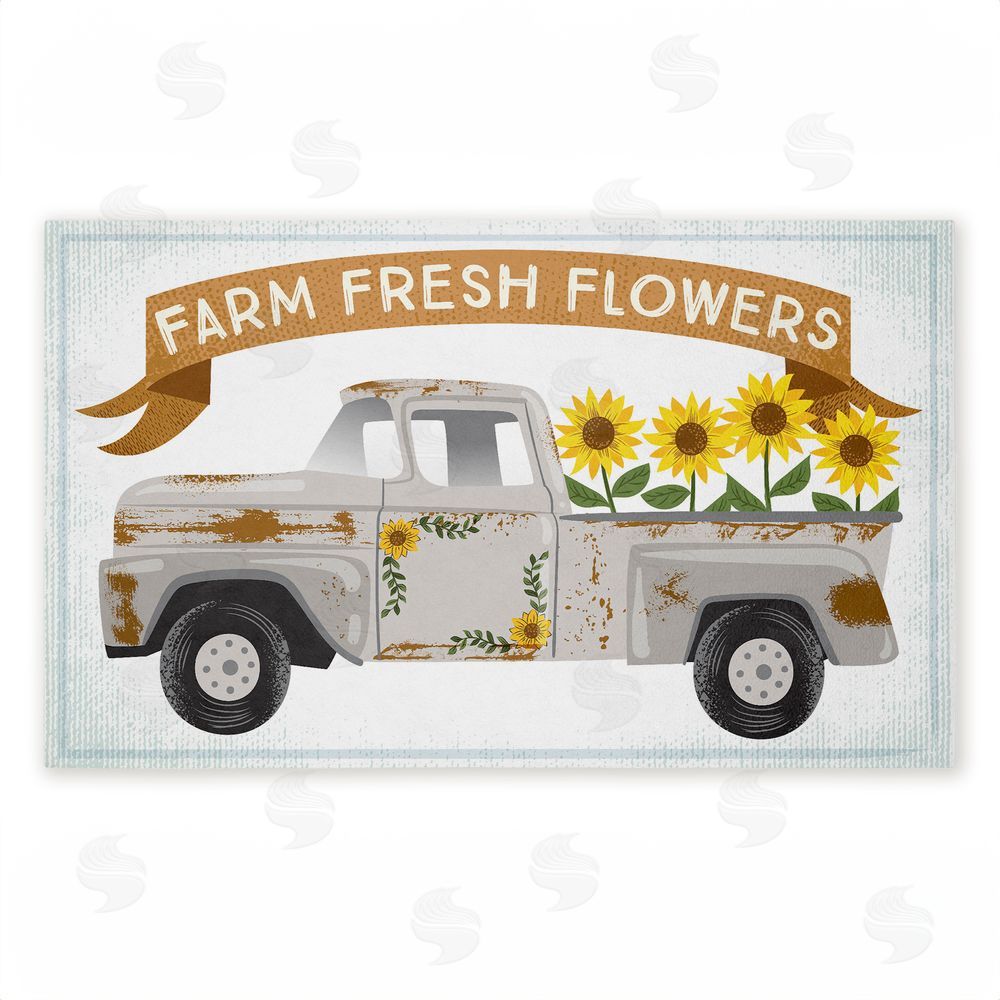 Arrolynn Weiderhold | Autumn Farm Flowers Truck Non-Woven Door Mat