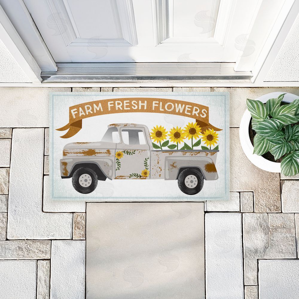 Arrolynn Weiderhold | Autumn Farm Flowers Truck Non-Woven Door Mat