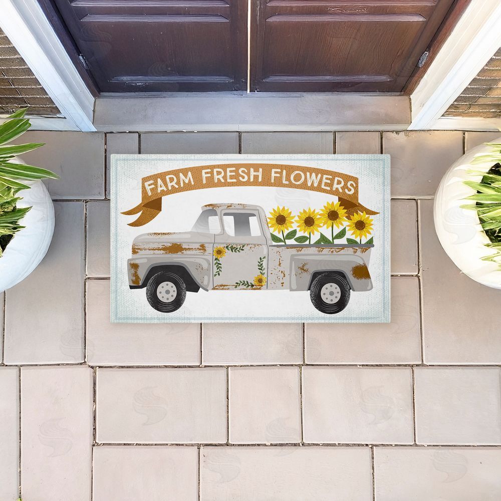 Arrolynn Weiderhold | Autumn Farm Flowers Truck Non-Woven Door Mat
