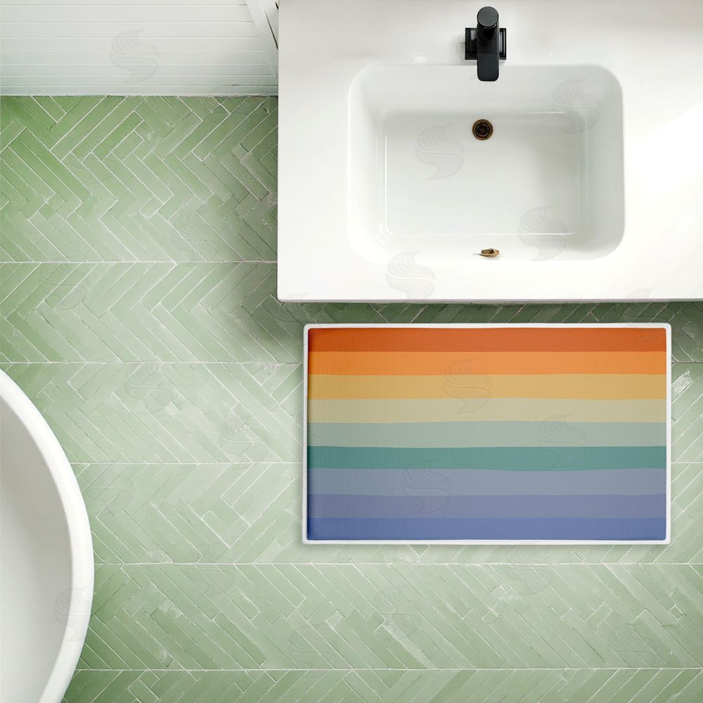 Darlene Seale | Rainbow Stripes Gradient Plush Bath Mat