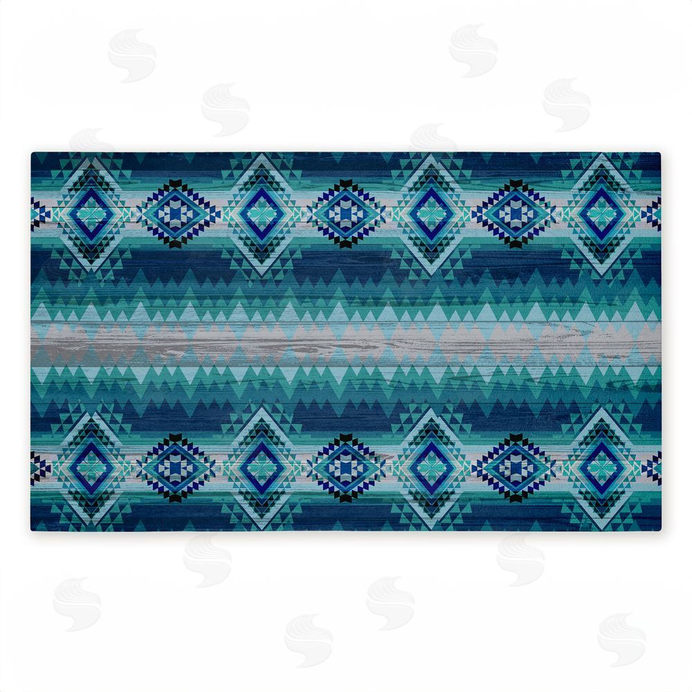 Jennifer Ellory | Blue Boho Geometric Non-Woven Door Mat