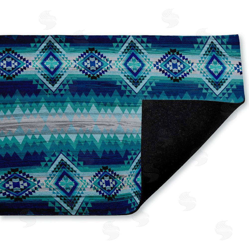 Jennifer Ellory | Blue Boho Geometric Non-Woven Door Mat