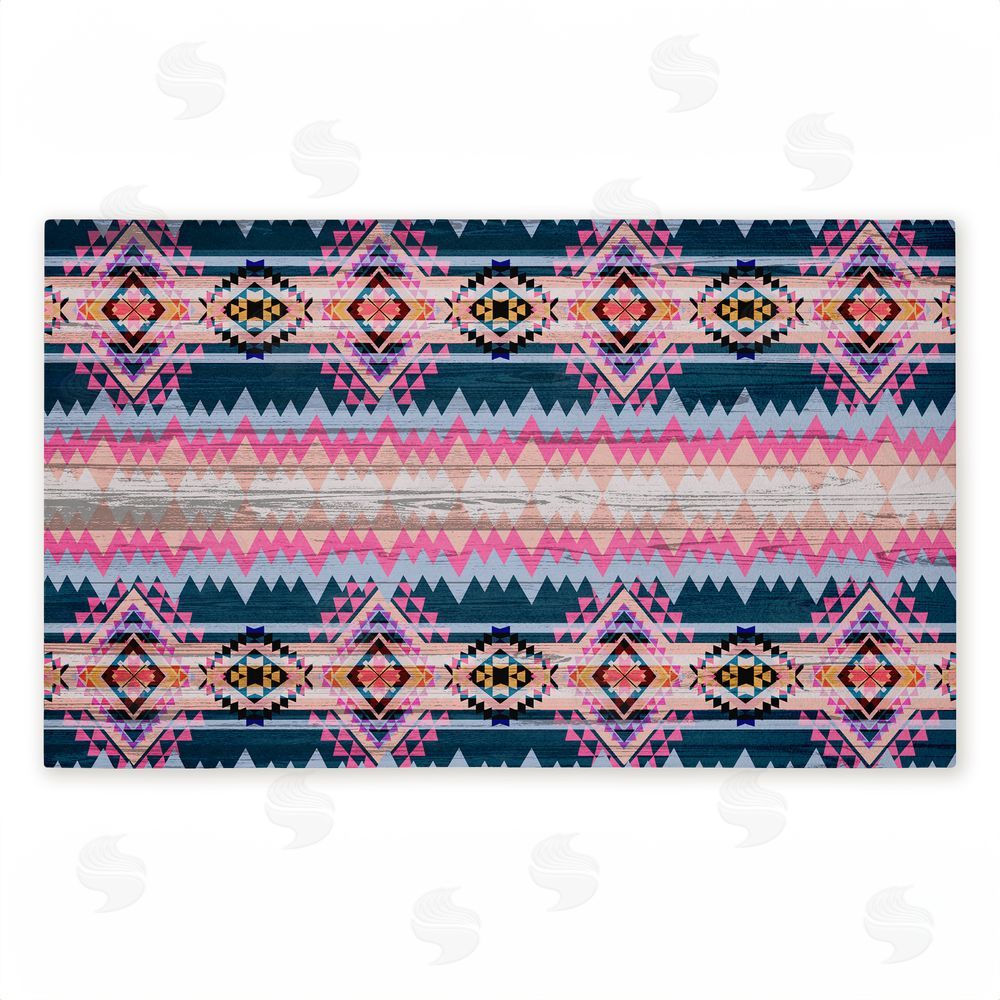 Jennifer Ellory | Boho Geometric Pink & Blue Non-Woven Door Mat