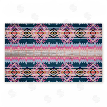 Jennifer Ellory | Boho Geometric Pink & Blue Non-Woven Door Mat