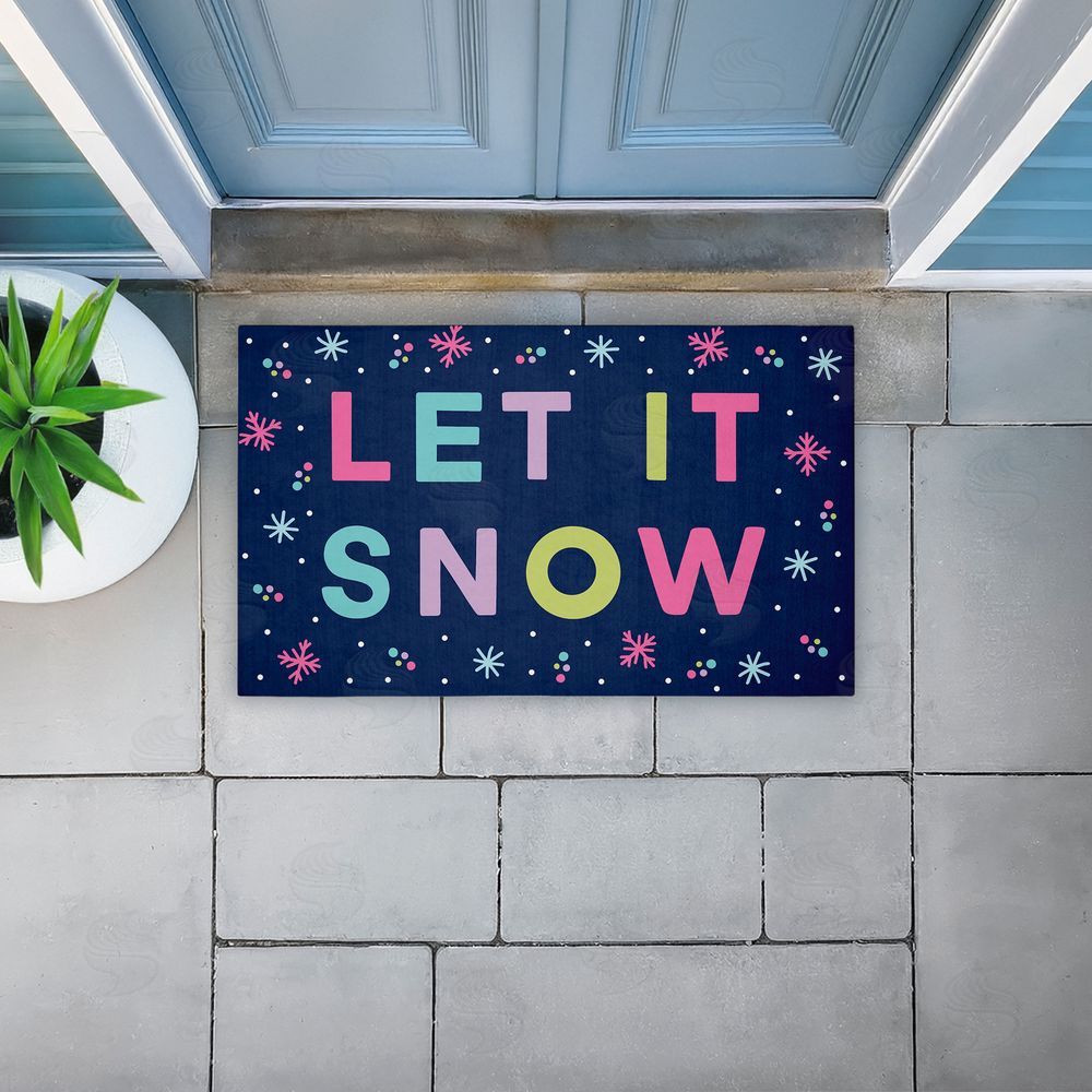 Emily Cromwell | Purple Tone Let It Snow Non-Woven Door Mat