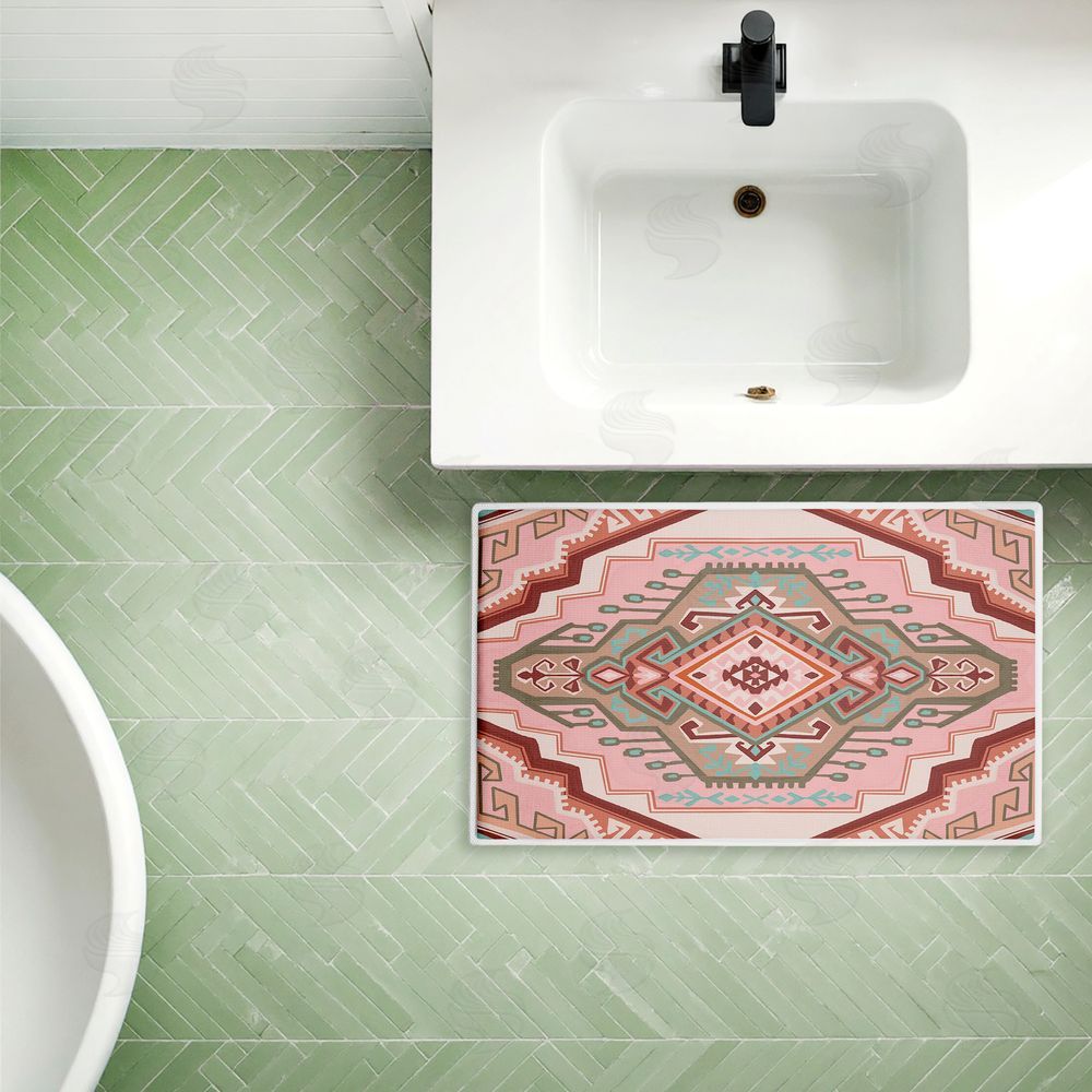 Corinne Lent | Terracotta Dreams Pink Boho Plush Bath Mat