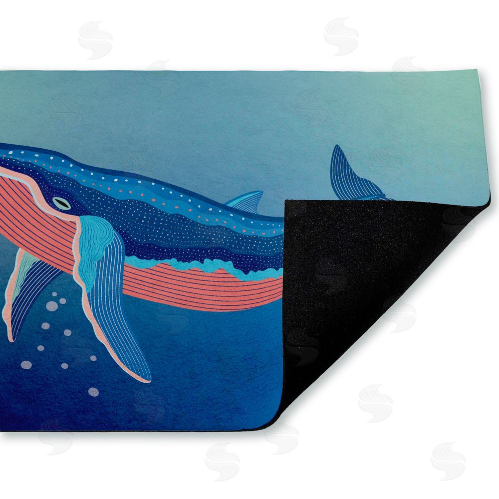 Darlene Seale | Coastal Whale with Bubbles Non-Woven Door Mat