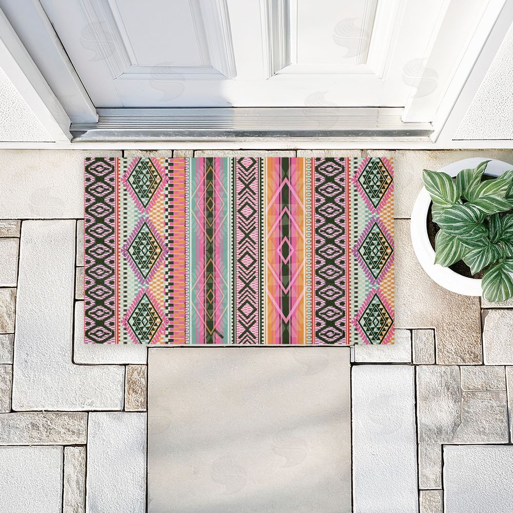 Jennifer Ellory | Boho Geometric Stripes Non-Woven Door Mat