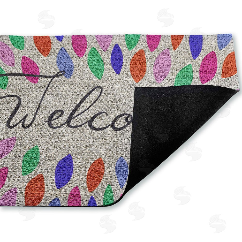 Caroline Alfreds | Vibrant Leaf Shapes Welcome Faux Sisal Door Mat