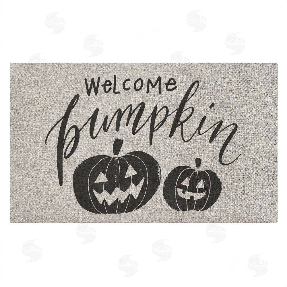 Caverly Smith | Welcome Pumpkin Minimal Faux Sisal Door Mat