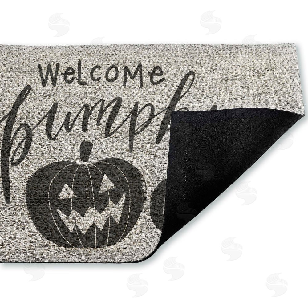 Caverly Smith | Welcome Pumpkin Minimal Faux Sisal Door Mat