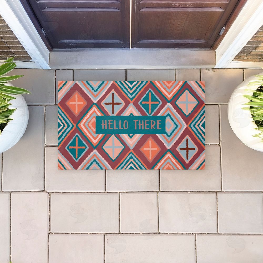Darlene Seale | Hello There on Geometric Non-Woven Door Mat