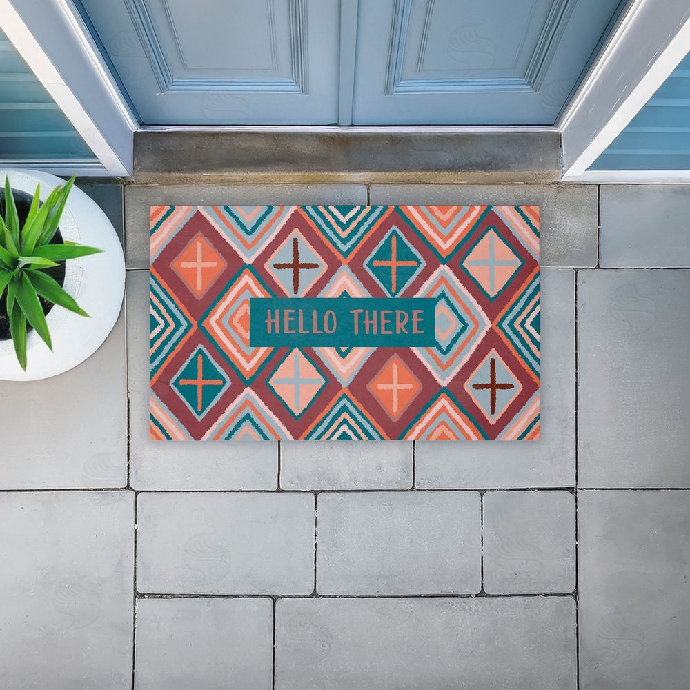 Darlene Seale | Hello There on Geometric Non-Woven Door Mat